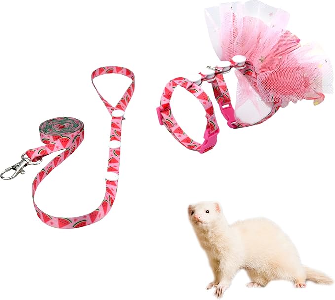 Ferret Harness and Leash Walking Vest Harness with Tutu Skirt Dress for Ferret Rat Hamster Small Pet Outdoor Vest