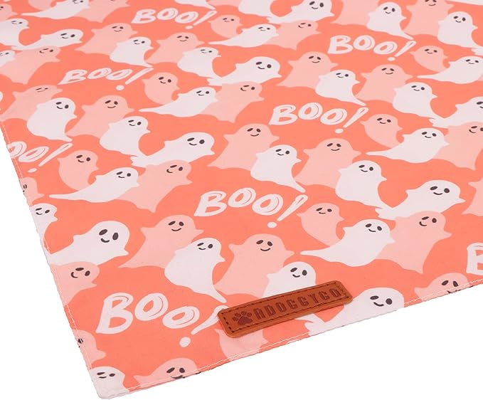 ADOGGYGO Halloween Dog Bandana, Pumpkin Ghost Pet Scarf, Orange Black Halloween Bandanas for Medium Large Dog (Large)