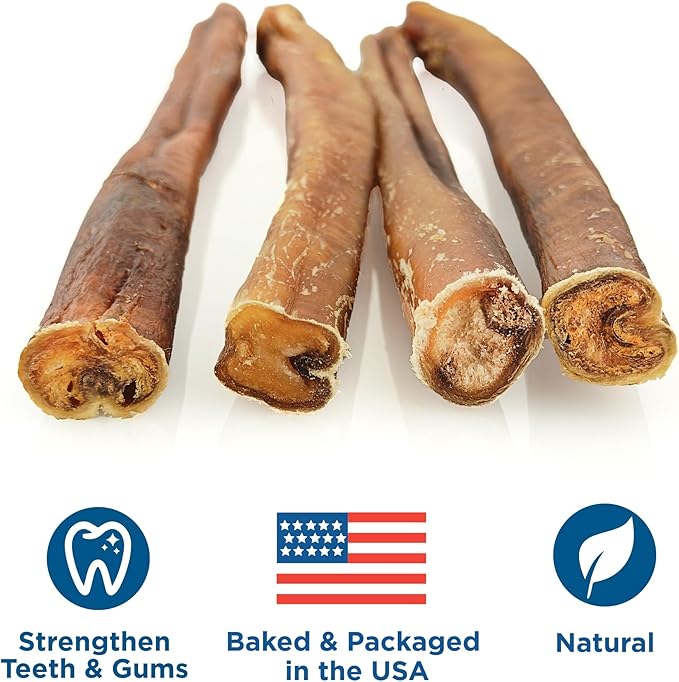 Best Bully Sticks 12 Inch Thick Bully Sticks for Dogs - 18 Count (Pack of 1) - Natural, Grass-Fed Beef, Single Ingredient, Grain and Rawhide Free - Large Breeds