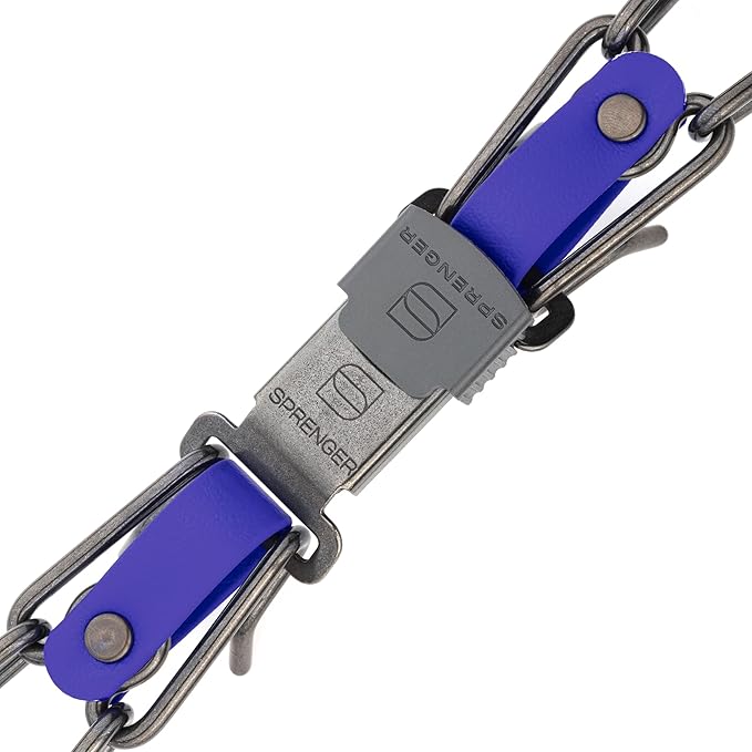 Herm Sprenger Black Stainless Steel Dog Collar with Quick Release ClicLock Buckle and Biothane Insert Training Collar Made in Germany (Blueberry Royal, 25in x 4.0mm(Neck Size up to21-22in))