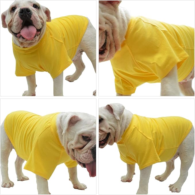 Lovelonglong Pet Clothing Dog Costumes Basic Blank T-Shirt Tee Shirts for Medium Dogs Yellow XXL