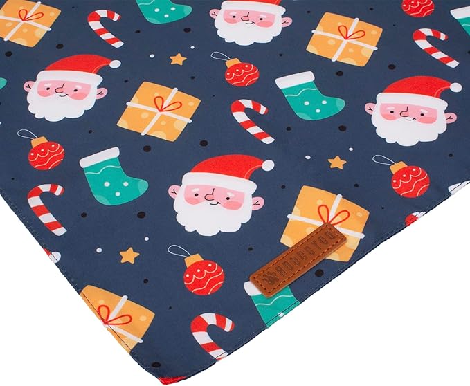ADOGGYGO Christmas Dog Bandana, Snowman Santa Pet Scarf, Premium Durable Fabric, Adjustable Fit Christmas Bandanas for Extra Large Dogs Pets (X-Large)