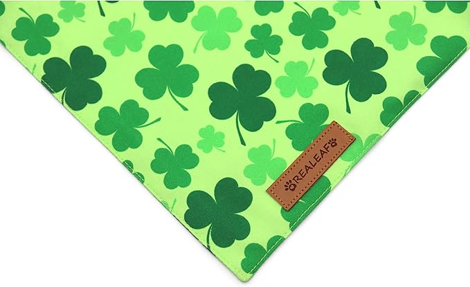 Realeaf St. Patrick's Day Dog Bandanas 2 Pack, Triangle Reversible Pet Scarf for Boys and Girls, Premium Durable Fabric, Holiday Bandana for Small and Medium Dogs (Small)