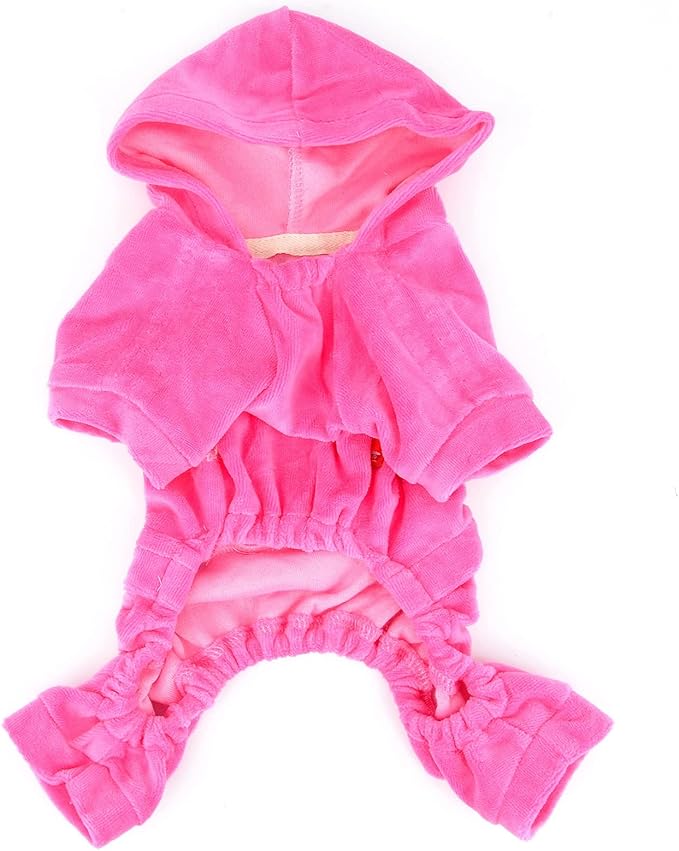 SELMAI Dog Hoodies Jumpsuit for Small Dog Cat Puppy Rhinestone Crown Soft Velvet Winter Hooded Pajamas Tracksuit Outfits Sportswear Jacket with Hat Training Outdoor Pink L