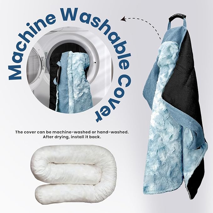 Calming Dog Couch Bed for Large Dog, 41 x 37 inch Waterproof Memory Foam Dog Bed for Couch, Durable Fluffy Fuzzy Dog Bed Mats with Washable Removable Cover Protector for Sofa, Tie-Dry Blue