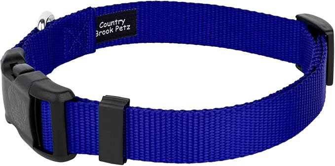 Country Brook Petz - American-Made Dog Collar for Large, Medium, and Small Dogs and Puppies - Deluxe Heavy Duty Nylon in 33 Dazzling Colors (Extra Large, 1 Inch Wide, Bright Royal Blue)