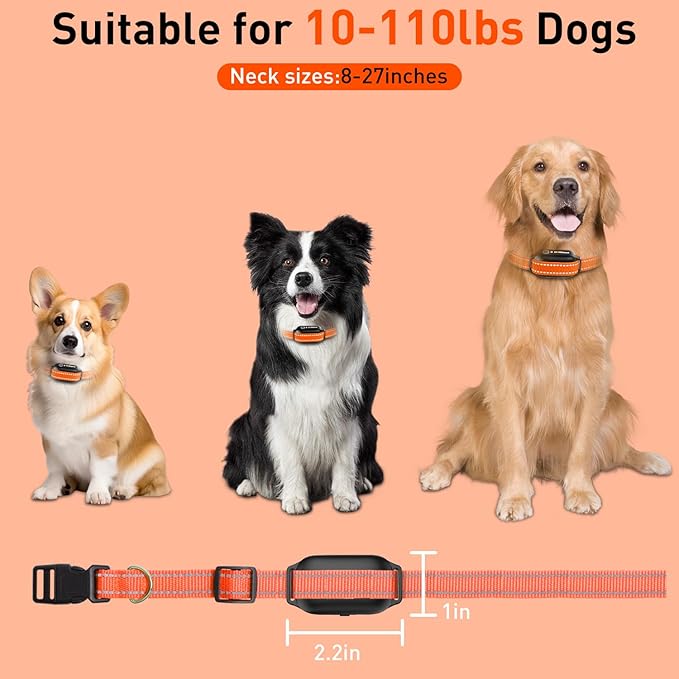 No Shock Dog Training Collar With Controller 3300ft Range, 9 Style Tones and Vibration for Small Puppy Medium Large Dogs