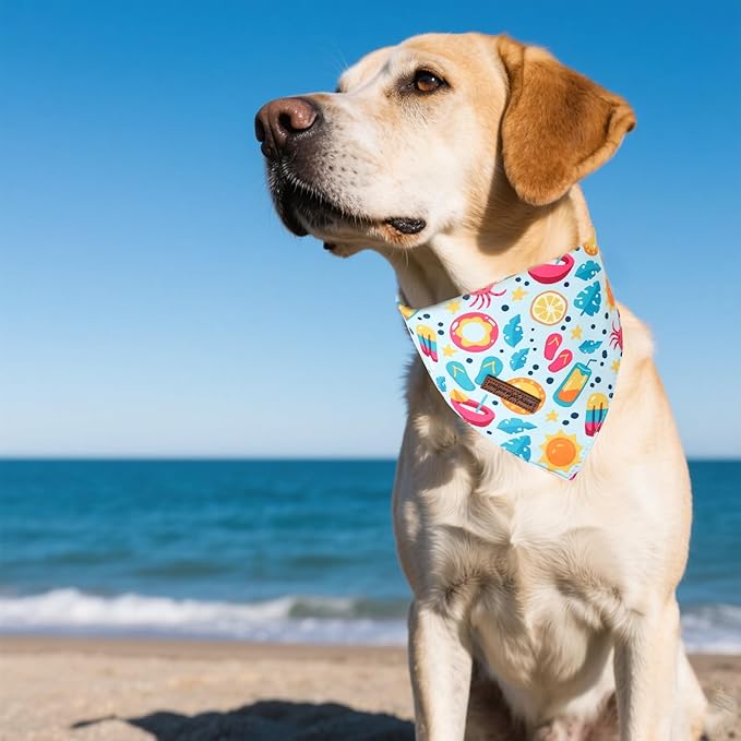 Unique Style Paws Dog Spring Bandanas 2Pcs Washable Cotton Triangle Summer Lemon Dinosaur Puppy Scarfs for Small Medium Large Dogs and Cats
