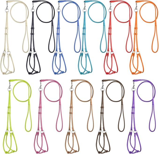 Dogline Soft Round/Rolled Genuine Leather Step-In Harness with 15 to 20-Inch Chest and 36-Feet Leash, Purple