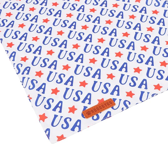 ADOGGYGO 4th of July Dog Bandanas, American Flag Pet Scarf, Multi Size Offered, White Blue Flag Bandana for Medium Large Dogs Pets (Large)