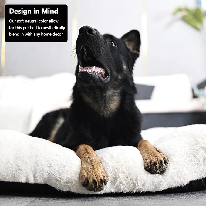 nononfish Large Dog Crate Pads 48 x 30 Washable with Anti-Slip Bottom fit Metal Dog Crates or Kennel,Deluxe Cozy XXLarge Pet Crate Pads for 48inch Kennel Jumbo Plus Pet Sleeping Mattress,Cream