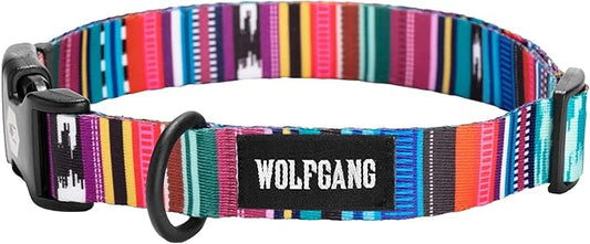 Wolfgang Heavy Duty, Adjustable Dog Collar with Quick Release Nylon Buckle for Walking & Training, Quetzal Print, Large