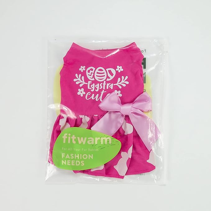 Fitwarm Eggstra Cute Easter Outfit, Bunny Dress, Holiday Clothes for Small Dogs & Cats, Hot Pink, XXS