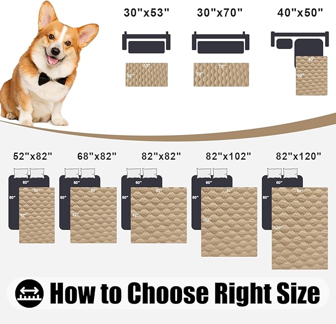 Smiry Waterproof Dog Bed Cover Blanket, Soft Reversible Pet Blanket, Washable Leakproof Cats Dogs Couch Cover for Sofa, Couch, Furniture (68x82 Inch, Camel/Beige)