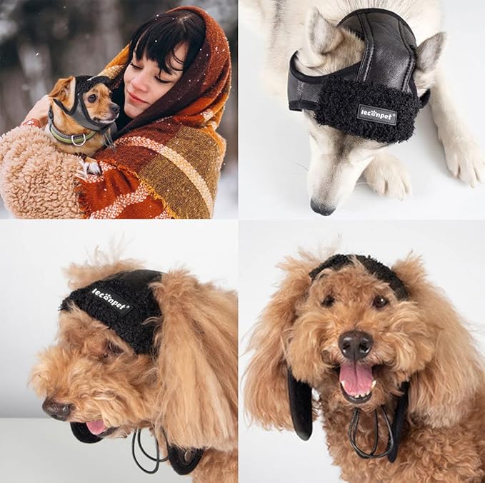 Leconpet Dog Aviator Hat, Dog Winter Pilot Hat with Ear Flaps for Cold Weather (L, Black)