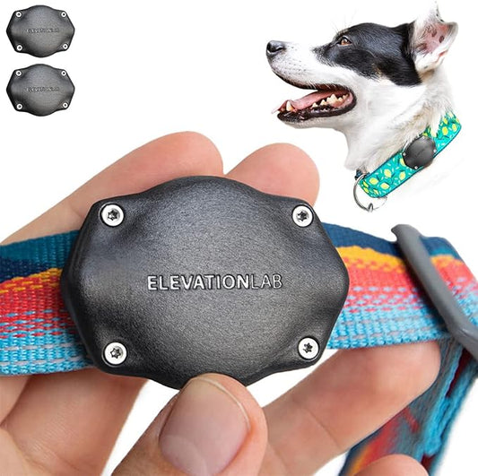 Elevation Lab TagVault AirTag Dog Collar Mount (Pack of 2) - IP69 Waterproof, Doesn't Dangle, Fits All Width Collars, Black