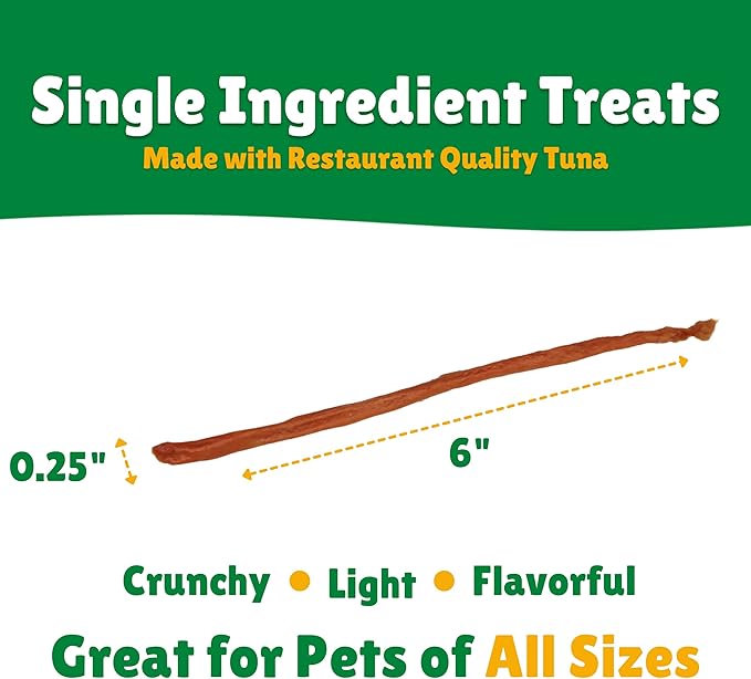 Lucky Premium Treats Tuna Jerky Straws – All Natural Single Ingredient Tuna Jerky Dog Treats and Cat Treats, Pet Treats for Dog Training with Rich Source of Omega-3 (13 oz)
