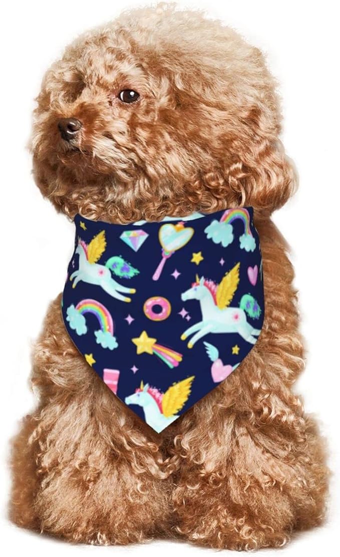 Unicorn Rainbow Stars Dog Bandana Scarf Triangle Bibs Pet Accessories Cat Kerchief