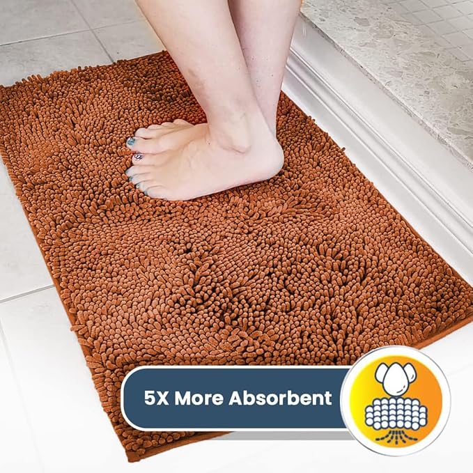 Muddy Mat® Shown on TV – Super Absorbent Microfiber Dog Door Mat for Muddy Paws, Non-Slip Washable Pet Rug, Quick Dry Chenille Entryway Carpet, Machine Washable Indoor Outdoor mat, Orange 72"x48"