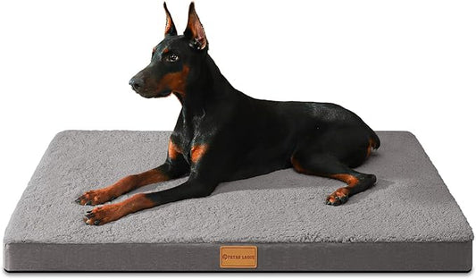 Patas Lague Orthopedic XXL Dog Bed for Extra Large Dogs 48''X30'', Soft Comfortable Waterproof Egg Crate Foam Big Large Pet Beds Mat with Removable Washable Cover, Grey