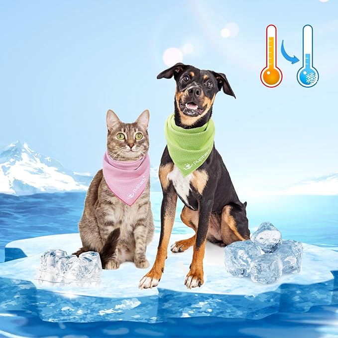PUPTECK Dog Cooling Bandana for Hot Summer, 4 Pack Spring Cat Pet Scarf Instant Cooling Towels, Ice Neck Cooler Wraps for Small Medium Large Dogs