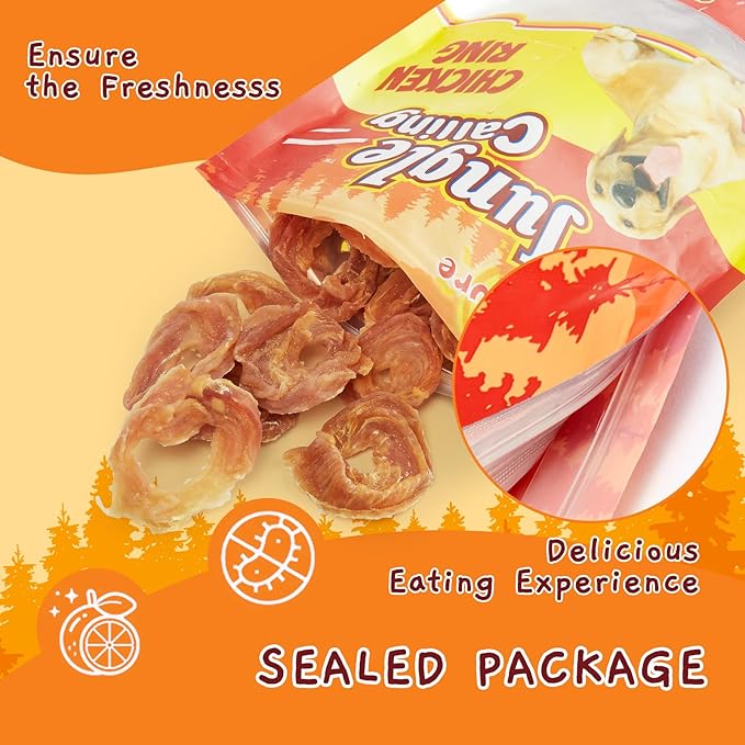 Jungle Calling Chicken Rings Dog Treats, Slow Roasted Chicken Jerky, Rawhide Free Dog Chews, High Protein Training Treats, Hip and Joint Health with Glucosamine, 10.6 oz