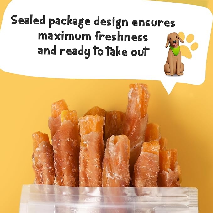 ASMPET Sweet Potato Dog Treats - Chicken Wrapped Fries & Bites, Grain Free Training Snacks for Small to Large Dogs, 10.6 oz