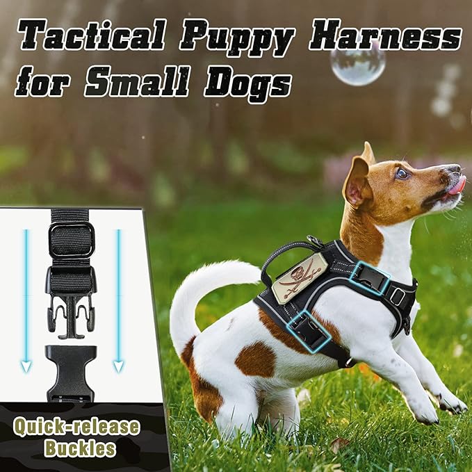 Tactical Dog Harness Small, Military K9 Puppy Vest Harness, No Pull Outdoor Training XS Dog Harness with Handle