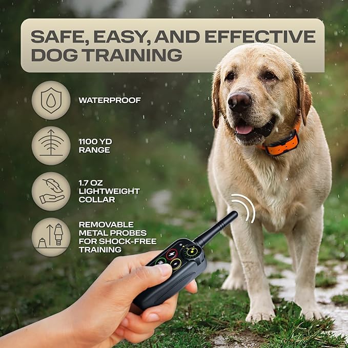PetSpy M686 Premium Dog Training Shock Collar, 1100 Yards, Medium to Large Dogs, with Vibration, Electric Shock and Beep, Waterproof, Remote Trainer (One Dog)