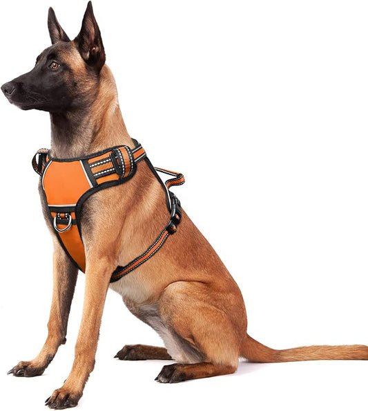 WINSEE Dog Harness No Pull, Adjustable Pet Vest with Front/Back Leash Clips, Reflective Soft Padded Dog Harness for Large Dogs, Easy Control Handle for Walking
