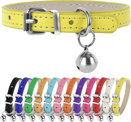 XXS Teacup Dog Collar, Yellow, 3/8 inch Width