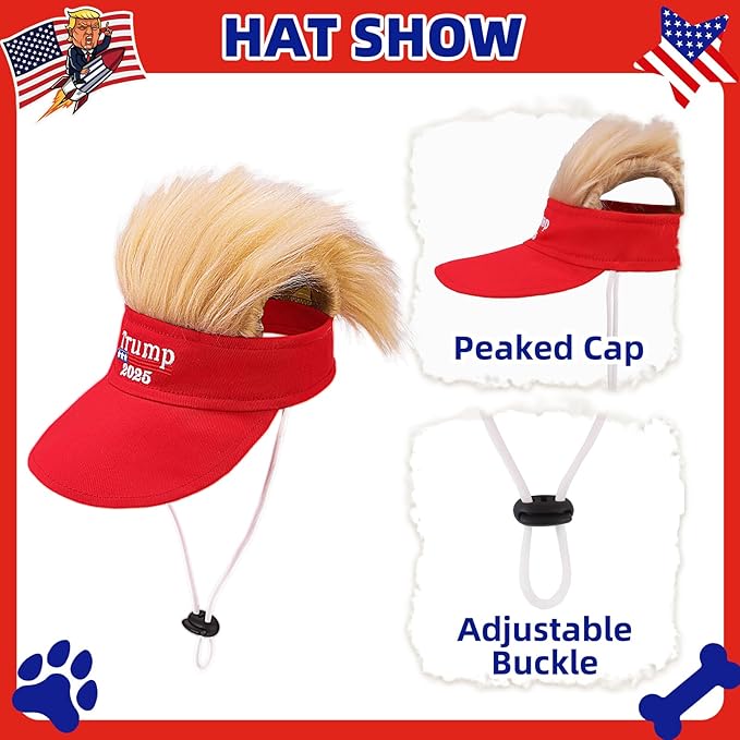 PUPTECK Funny Dog Bandana Outfit Scarf with Cute Doggy Peaked Cap, Costume Decorations Supplies for Small Medium Large Dogs Boy Girl Gifts, Red