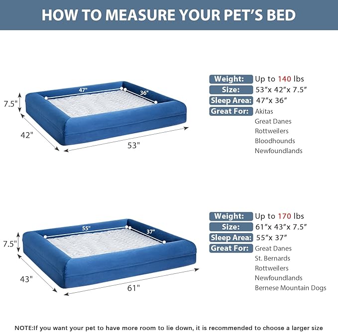 WNPETHOME Orthopedic XXXL Big Dog Bed, Washable Dog Couch with Removable Waterproof Cover, Large Pet Sofa Bed with Bolster Sides for Sleeping