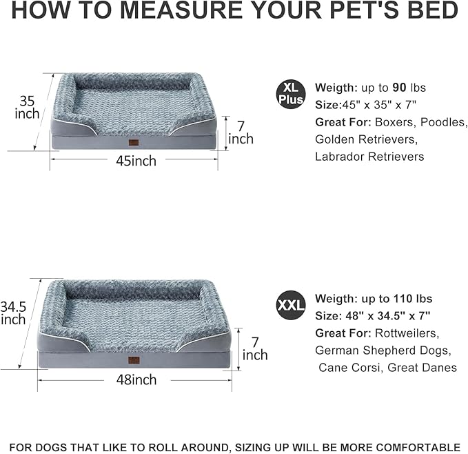 WNPETHOME XXLarge Dog Bed - Washable, Waterproof & Non-Skid, Orthopedic Egg Foam Couch for XXLarge Dogs