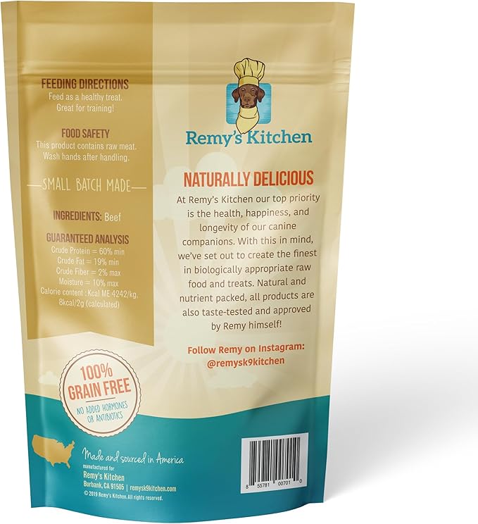 Just Beef Freeze Dried Dog Treats USA Sourced and Small Batch Made - Human-Grade, All Natural Single Ingredient Dog Treat Without Artificial Preservatives, Grain Free - 3 oz