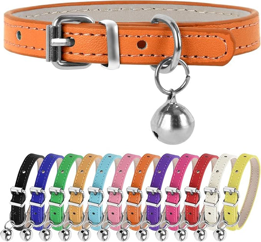 XXS Teacup Dog Collar, Orange, 3/8 inch Width
