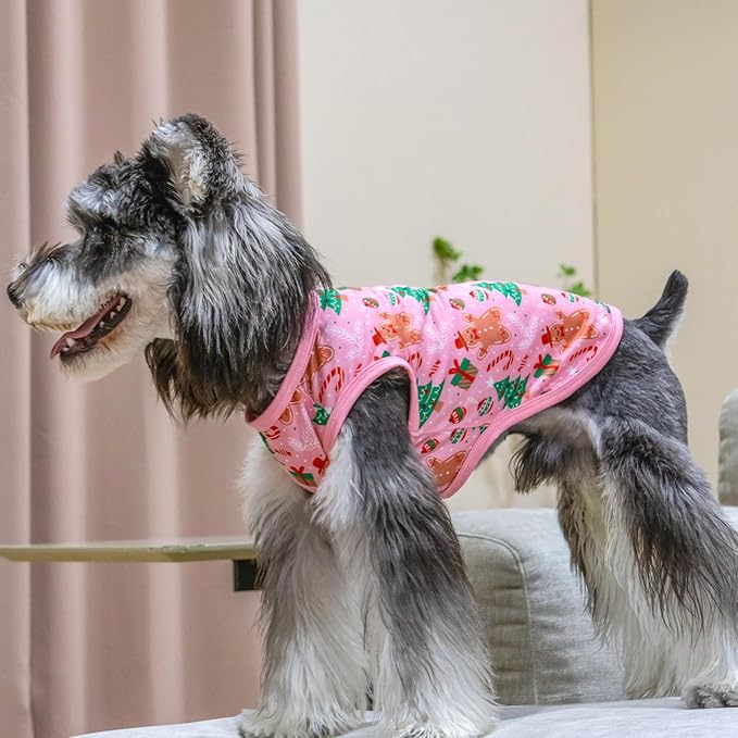 CuteBone Dog Christmas Shirts 2-Pack Soft Pet Clothes Breathable Summer Vest for Small Puppy and Stretchy Cat Apparel 2BX16L