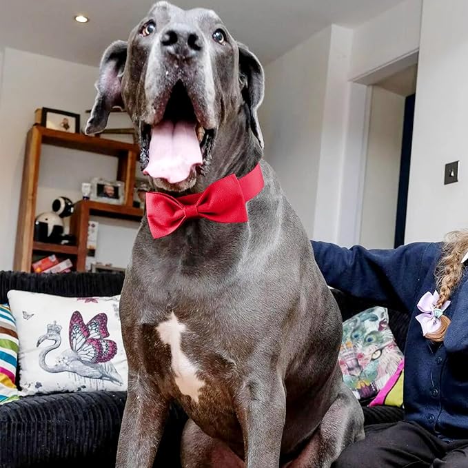 Segarty Dog Bowties for Extra Large Dogs, Adjustable Red Bowtie Collar, Durable Dog Neck Tie Tuxedo Comfortable Cotton Pets Bow Grooming Accessories for Formal Wedding Holiday Birthday Valentines Gift