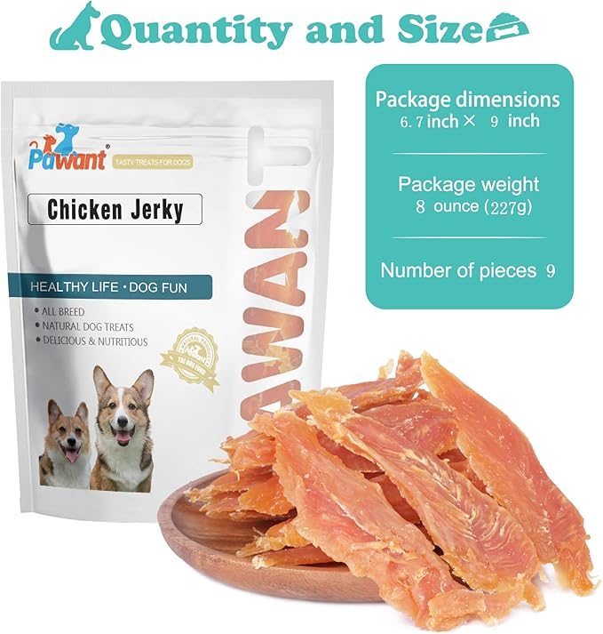 Chicken Jerky for Dogs Treats Training Snacks Dog Chew Treats Rawhide Free for Small and Large Dog 0.5lb/227g