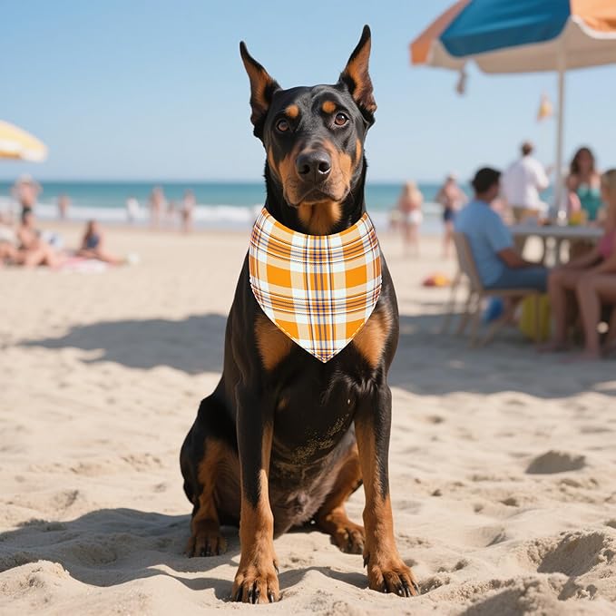 30 Pcs Large Plaid Dog Bandanas XL Polyester Dog Bandana Bulk Reversible Print One Side XXL Plaid Scarves Party Grooming M