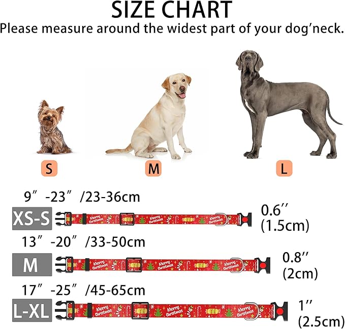 Christmas Floral Dog Collar for Small Medium Large Dogs,Girl Female Dog Collars Soft Patterns Adjustable Pet Collar with Quick Release Safety Buckle for Puppy Breed Boy Dogs,Christmas,M