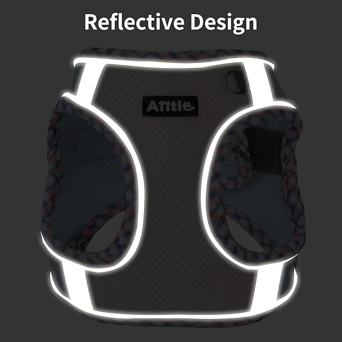 AIITLE Teacup Puppy Harness with Leash - Adjustable Soft Vest with Magic Velcro & Reflective Safety Strips, Easy-Put-On for Poodles, Pomeranians - Gym, Hiking, Travel (Blue-Pink, S)