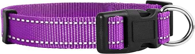 Native Pup Reflective Dog Collar,Bright Glow Colors for Night Safety, Adjustable for Small, Medium, Large pet and Puppies Accessories, Male, Female, boy, Girl, Puppy (Small, Purple)