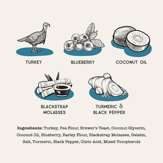 Turkey & Blueberry Superfood Sticks | All-Natural Premium Training Treats | Contains Turmeric for Joint Health | Made with Real Turkey & Blueberry | Made in USA | 10 Ounces