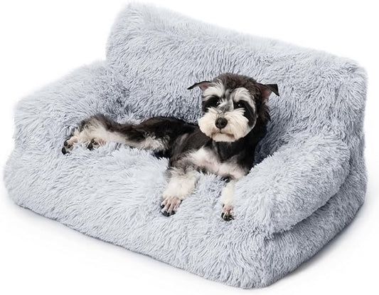 Mewoo Dog Couch, Small Dog Bed with Removable Washable Cover, Cute Cat Couch for Pets, Cat Beds for Indoor Cats with Anti-Slip Bottom (Grey)