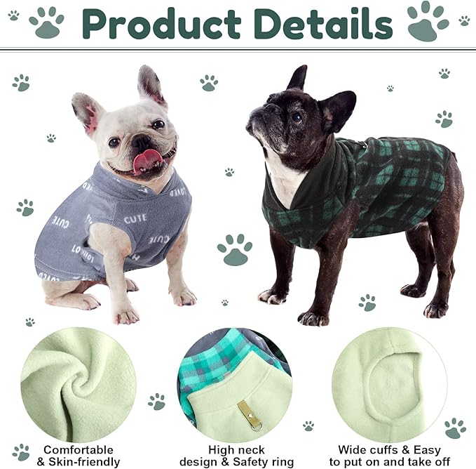Weewooday 4 Pieces Fabric Dog Sweater with Leash Ring Winter Fleece Vest Dog Pullover Jacket Warm Pet Dogs Clothes for Puppy Small Dogs Cat Chihuahua Boy (Mix Pattern, S)