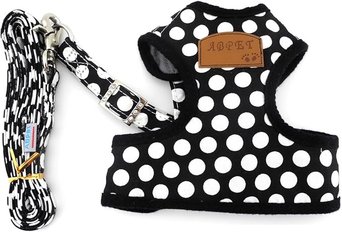 SMALLLEE_LUCKY_STORE CWYP00068-Black-L New Soft Mesh Nylon Vest Pet Cat Small Medium Dog Harness Dog Leash Set Leads, Black, L