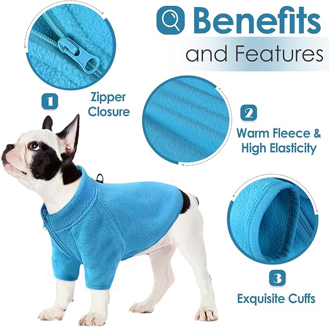 AOFITEE Dog Fleece Sweater, Dog Sweaters for Medium Dogs Girl Boy, Warm Dog Sweater for Dogs Male Female, Fleece Dog Vest Lightweight Dog Winter Jacket Sweatshirt with D-Ring and Turtleneck, L