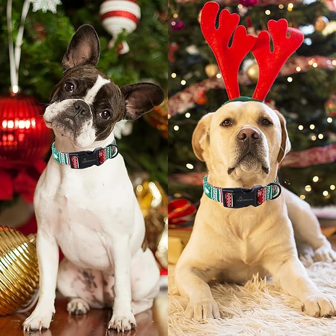 ARING PET Christmas Dog Collar-Cute Cotton Lightweight Dog Collars, Adjustable Christmas Pet Collars Puppy Collar with Quick Release Buckle