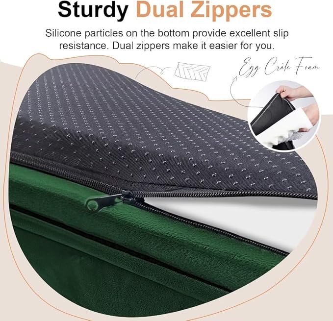 Large Dog Bed Orthopedic Washable: Jumbo Dog Bed Bolster Extra Large Dogs Egg Crate Foam Sofa Couch Waterproof Removable Cover - Emerald